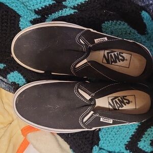 Vans Black Slip-On Sneakers Classic Canvas Design